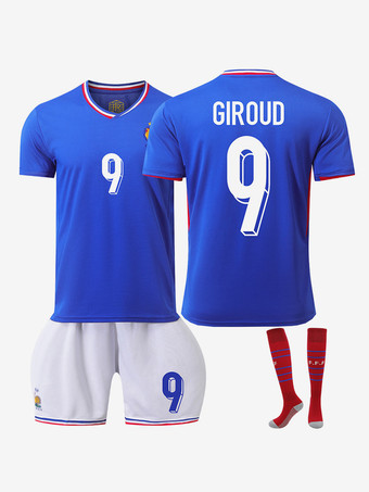 Nr.9 GIROUD Fußballtrikot französische Nationalmannschaft Heimtrikot Europameisterschaft 2024 Herren 3-teiliges Set