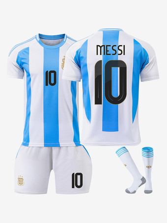 Maillot de Football Équipe Argentine No.10 MESSI 24/25 Domicile Coupe d'Amérique Homme Adulte Enfant 3 Pièces