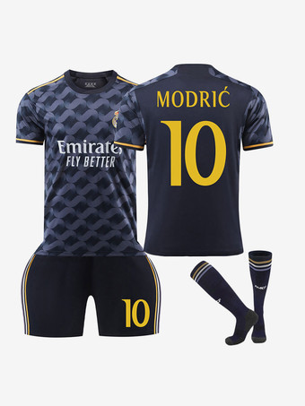 Real Madrid Club No. 10 Luka Modrić Jersey Hombre Adultos y Niños Conjuntos Manga Corta 3 Piezas