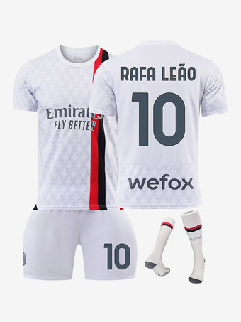 Camisa AC Milan Número 10 Rafael Leão Away 23/24 3 Peças Roupas Esportivas para Adultos e Crianças
