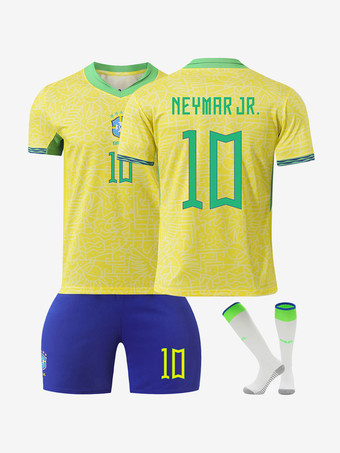 Camiseta Brasil No.10 NEYMAR JR. 23/24 Hombres Ropa deportiva de 3 piezas para adultos y niños