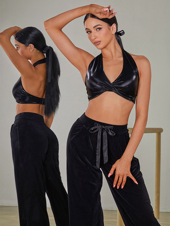 ラテンダンスコスチューム レッド レディーストップ セクシー ポリエステルトップ ダンスコスチューム