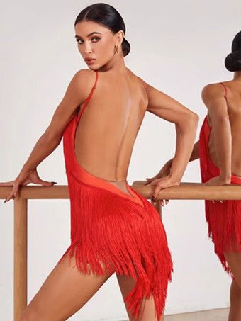 ラテンダンスコスチューム アボカドグリーン レディース フリンジドレス セクシー ポリエステルドレス ダンスウェア