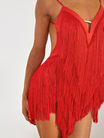 ラテンダンスコスチューム アボカドグリーン レディース フリンジドレス セクシー ポリエステルドレス ダンスウェア