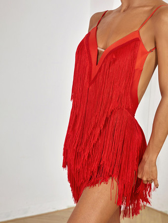 ラテンダンスコスチューム アボカドグリーン レディース フリンジドレス セクシー ポリエステルドレス ダンスウェア