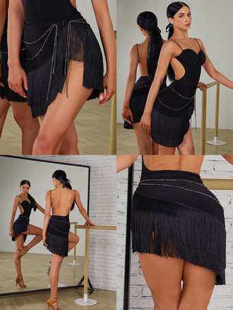 ラテンダンスコスチューム ブラック レディース ポリエステル アクセサリー セクシー ラテンダンサー ダンスウェア