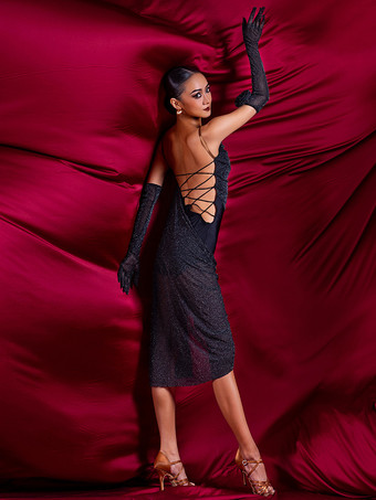 ラテンダンスコスチューム レッド レディース ポリエステルドレス セクシー ラテンダンサー ダンスウェア