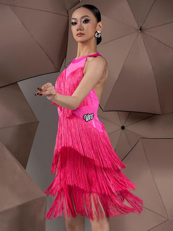 Latin Dance Costume Red Women's Dress Sexy Polyester Dress Dancing Wear