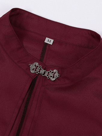 男性用レッド ヴィンテージ レトロ ポリエステル レトロコスチューム バーガンディ