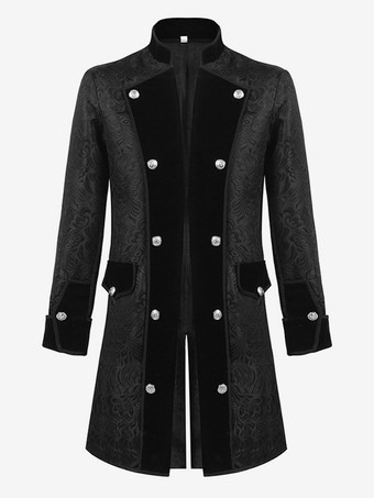 ブラック イエロー ヴィンテージ レトロ 長袖 ポリエステル ポリエステル繊維 オーバーコート レトロ コスチューム 男性用