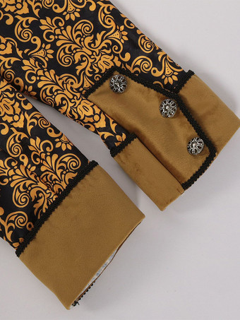 イエロー ヴィンテージ レトロ 長袖 ポリエステル ポリエステル繊維 オーバーコート レトロ コスチューム 男性用