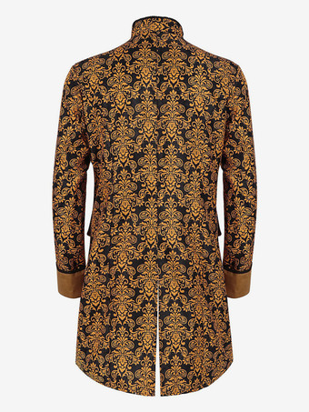 イエロー ヴィンテージ レトロ 長袖 ポリエステル ポリエステル繊維 オーバーコート レトロ コスチューム 男性用