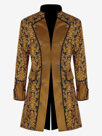 イエローイエロー ヴィンテージ レトロ 長袖 ポリエステル ポリエステル繊維 オーバーコート レトロ コスチューム 男性用