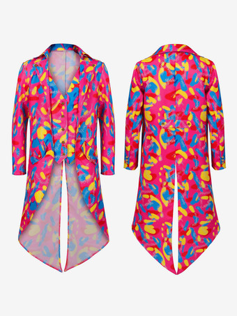 男性用レッド ヴィンテージ レトロ ポリエステル 長袖 レトロコスチューム