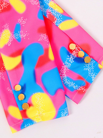 男性用レッド ヴィンテージ レトロ ポリエステル 長袖 レトロコスチューム