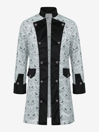 イエロー ヴィンテージ レトロ 長袖 ポリエステル ポリエステル繊維 オーバーコート レトロ コスチューム 男性用