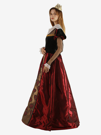 赤いレトロコスチューム レディース ポリエステルドレス ドレス レトロ マリーアントワネット コスチューム パーティー プロムドレス バーガンディ
