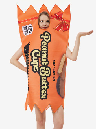 オレンジ クリスマス ハロウィン コスチューム コーヒーブラウン ユニセックス 面白いジャンプスーツ ポリエステル ジャンプスーツ ホリデーコスチューム