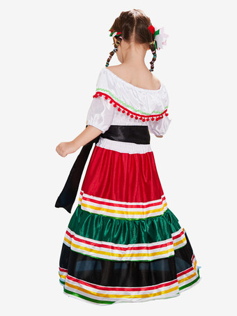 クリスマス ハロウィン コスチューム ホワイト 子供用 ヴィンテージ ドレス ポリエステル ホリデー ドレス ホリデー コスチューム