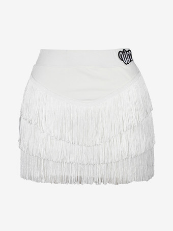 ラテンダンスドレス ホワイト レディース ドレス セクシー ポリエステル トップ スカート ダンスウェア