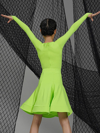 ラテンダンスドレス グリーン 女の子用 ポリエステルドレス セクシーなラテンダンサー ダンスコスチューム