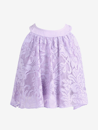 ラテンダンスドレス パープル 女の子用セット ポリエステル トップスカート ダンスウェア