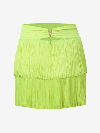 イエローラテンダンスコスチューム ピンク 女の子用ポリエステルスカート セクシーなラテンダンサーダンスウェア