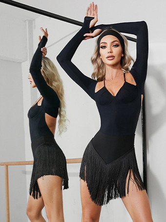 ラテンダンスコスチューム ブラック レディース ポリエステルスカート セクシー ラテンダンサー ダンスウェア