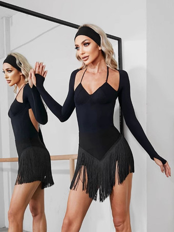 ラテンダンスコスチューム ブラック レディース ポリエステルスカート セクシー ラテンダンサー ダンスウェア