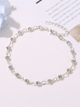 シルバー アンクレット クリスタル メタルベース レトロ シック アンクル ブレスレット