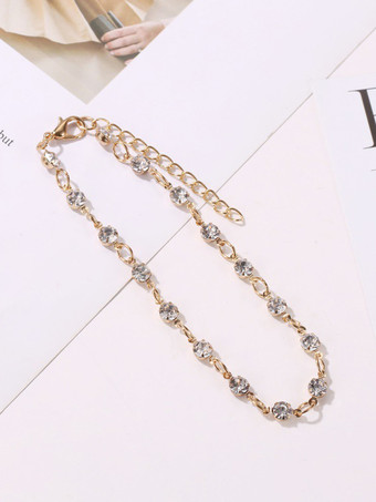 アンクレット クリスタル メタルベース レトロ シック アンクル ブレスレット