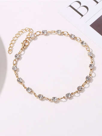 アンクレット クリスタル メタルベース レトロ シック アンクル ブレスレット