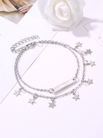 シルバー アンクレット スターペンダント レイヤード ゴールドメッキ スイート アンクルブレスレット