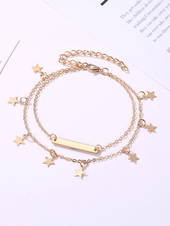 アンクレット スターペンダント レイヤード ゴールドメッキ スイート アンクルブレスレット