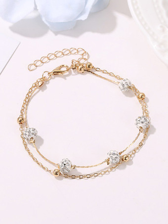 アンクレット クリスタル メタルベース ビーズ アンクル ブレスレット