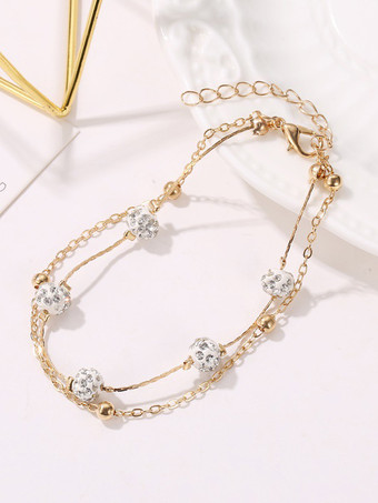 アンクレット クリスタル メタルベース ビーズ アンクル ブレスレット