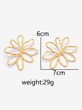 シックなイヤリング ステートメントフラワーワイヤーイヤリング ゴールド