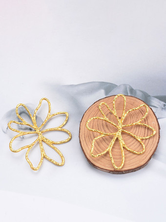 シックなイヤリング ステートメントフラワーワイヤーイヤリング ゴールド