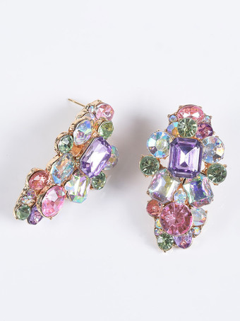 イヤリング ステートメント ラインストーン スタイリッシュ シック イヤリング