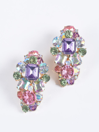 イヤリング ステートメント ラインストーン スタイリッシュ シック イヤリング