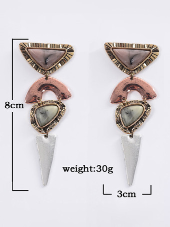 イヤリング 幾何学的なステートメント レイヤード アーティスティック ミックス メディア イヤリング