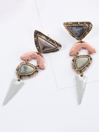 イヤリング 幾何学的なステートメント レイヤード アーティスティック ミックス メディア イヤリング