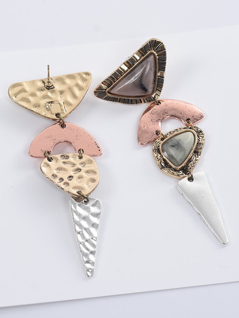 イヤリング 幾何学的なステートメント レイヤード アーティスティック ミックス メディア イヤリング