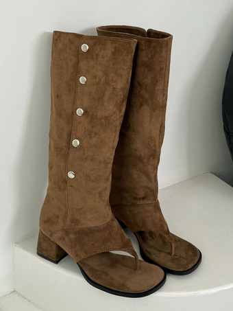 レディース メタルディテール チャンキーヒール グラディエーターサンダル サマーブーツ ポリエステル