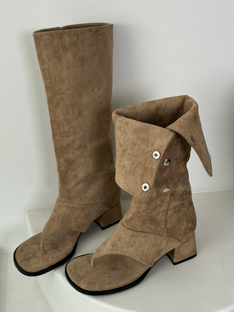 レディース メタルディテール チャンキーヒール グラディエーターサンダル サマーブーツ ポリエステル