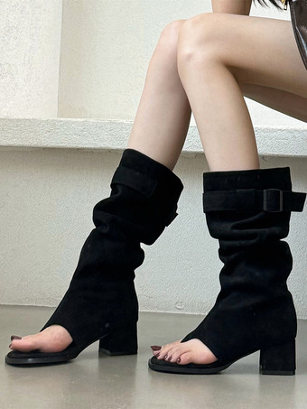 レディース フリップフロップブーツ バックル チャンキーヒール グラディエーターサンダル