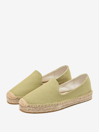 Grün Weiße Slipper für Damen mit runder Zehenpartie zum Reinschlüpfen Freizeitschuhe