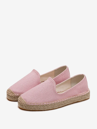 RosaWeiße Slipper für Damen mit runder Zehenpartie zum Reinschlüpfen Freizeitschuhe