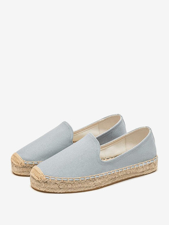 Graublau Weiße Slipper für Damen mit runder Zehenpartie zum Reinschlüpfen Freizeitschuhe