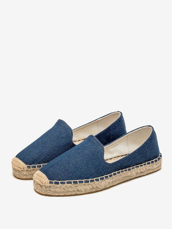 Dunkelblau Weiße Slipper für Damen mit runder Zehenpartie zum Reinschlüpfen Freizeitschuhe